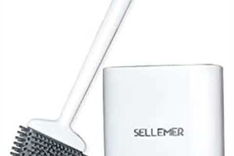 Sellemer Toilet Brush and Holder Set for Bathroom, Flexible Toilet Bowl Brush Head with Silicone..