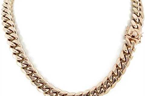 Men’s Miami Cuban Link Chain 14k 18k Yellow Gold White Or Rose Gold Plated Stainless Steel 8-18mm..