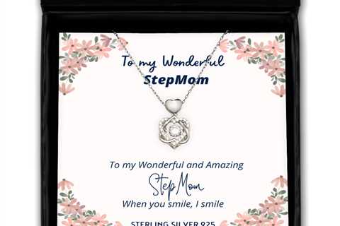 To my StepMom, when you smile, I smile - Heart Knot Silver Necklace. Model