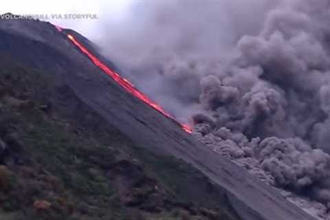 Dramatic video of Stromboli volcano eruption in Italy