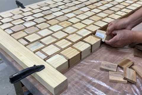 Amazing Woodworking Project Recycle Old Wood - Build A Table Art With Magic Squares