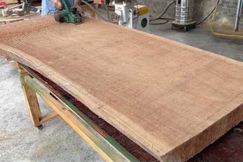 Watch the Mesmerizing Process of Crafting a Huge Dining Table from a Solid Wood Block