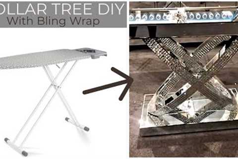 NEW DIY DOLLAR TREE BLING WRAP TABLE Idea! Ironing board trick used!