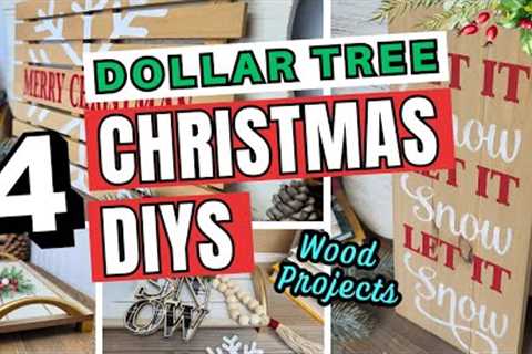 4 Dollar Tree Christmas Farmhouse DIYS | Quick & Easy Wood Projects