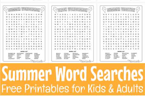 9 Best Free Printable Summer Word Search Puzzles for Kids