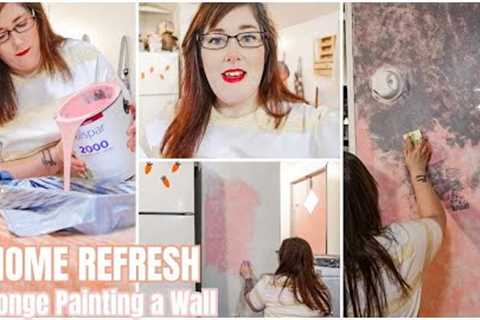 SPONGE PAINTING A WALL // DIY HOME REFRESH ON A BUDGET // HOME PROJECTS // KIMI COPE